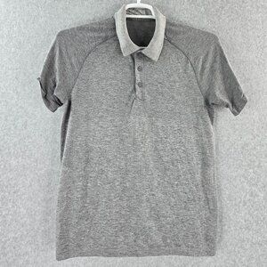 Lululemon Polo Shirt Mens Small Gray Metal Vent Tech Performance Golf Stretch